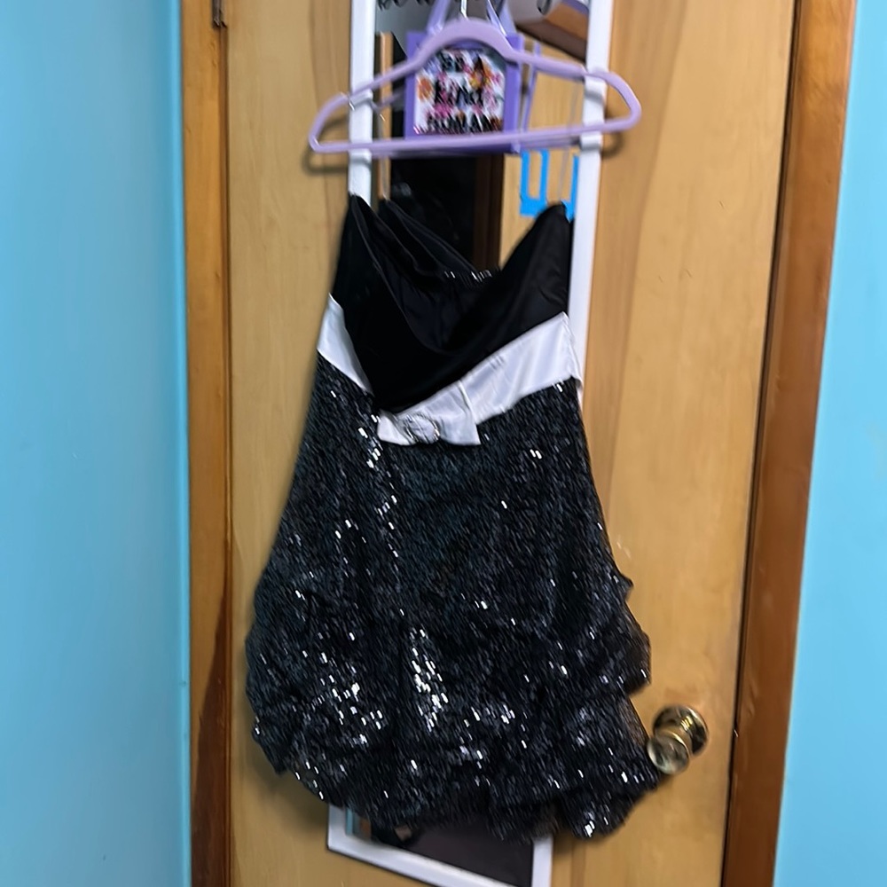 Black and white sequin dress